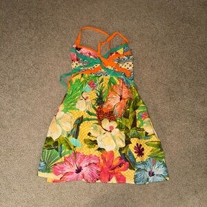 RARE Farm rio Floral Multicolor Strappy Dress size petite